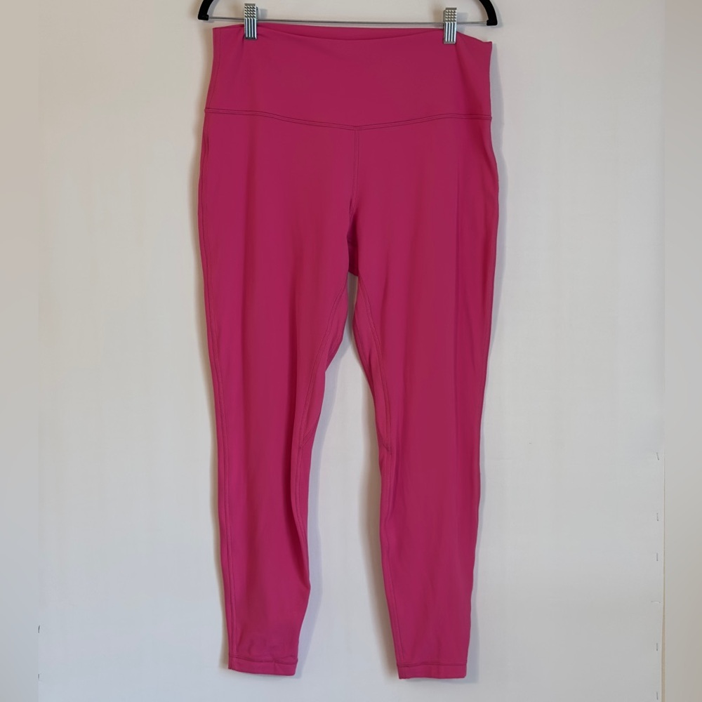 Women's Lululemon Athletica Pink High-Waisted/ Rise Leggings Running Gym Size 14